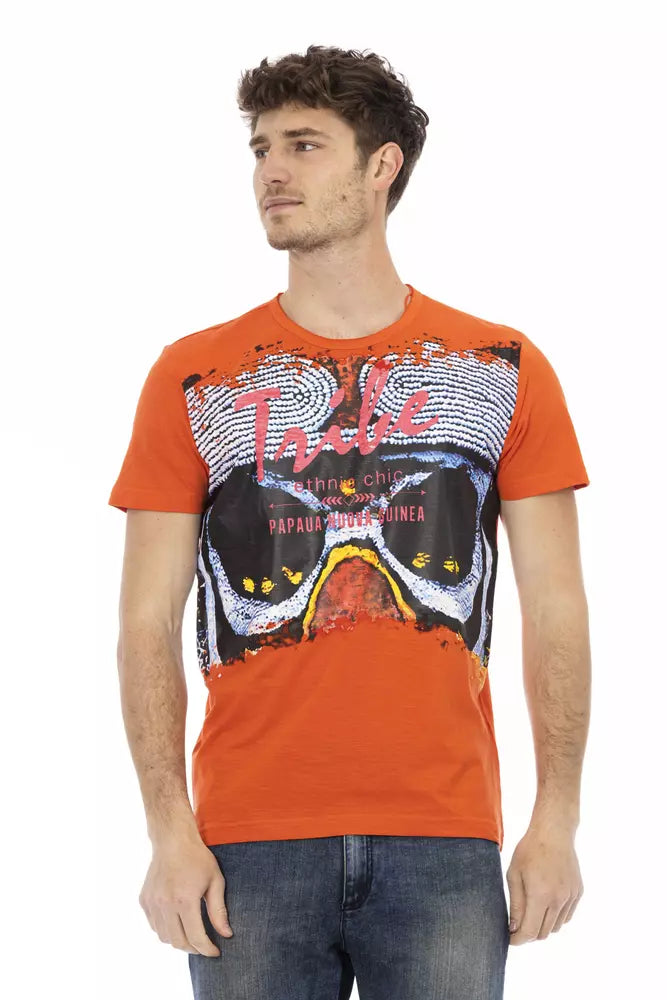 "Orange Cotton Men T-Shirt"