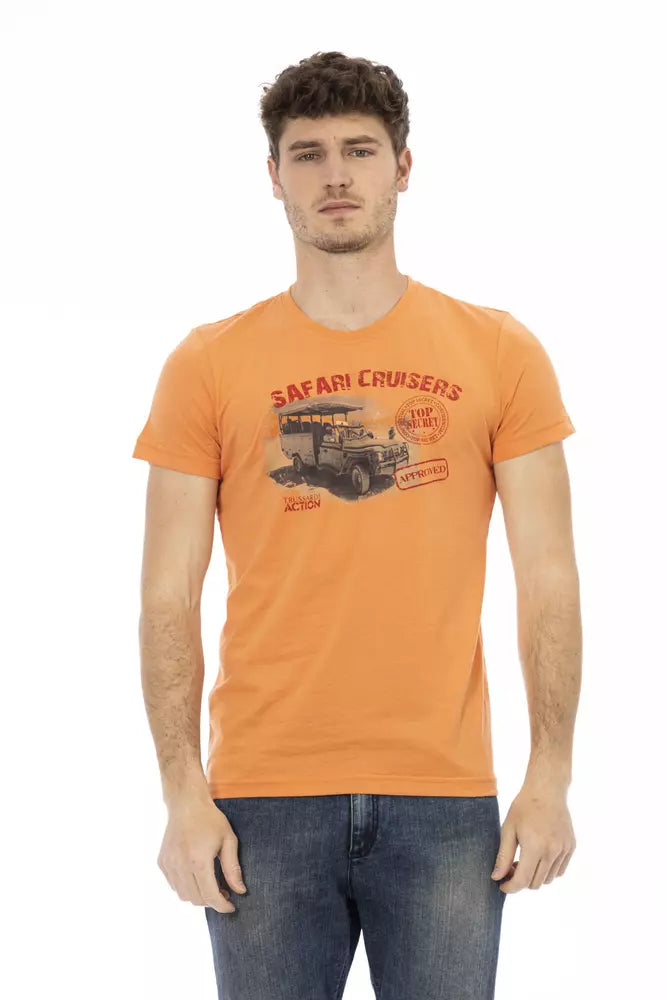 Orange Cotton Men T-Shirt