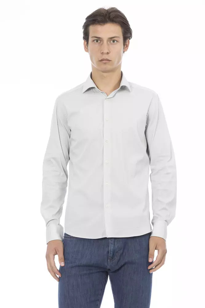 Camicia da uomo in cotone grigio