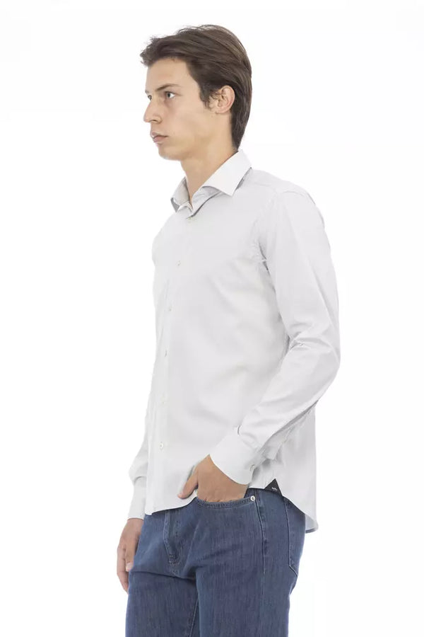 Camicia da uomo in cotone grigio