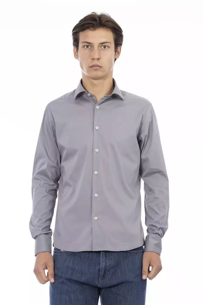 Camicia da uomo in cotone grigio