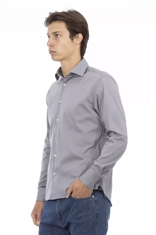 Camicia da uomo in cotone grigio