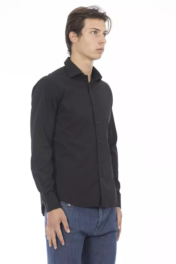 Camicia da uomo in cotone nero