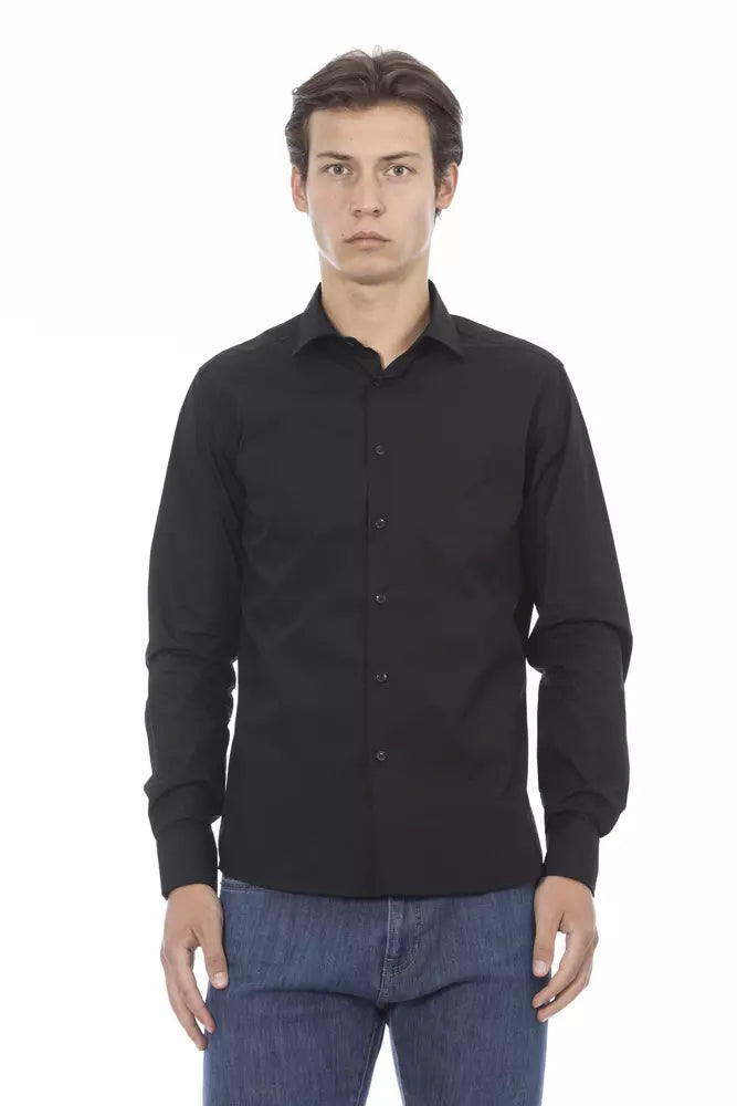 Camicia da uomo in cotone nero