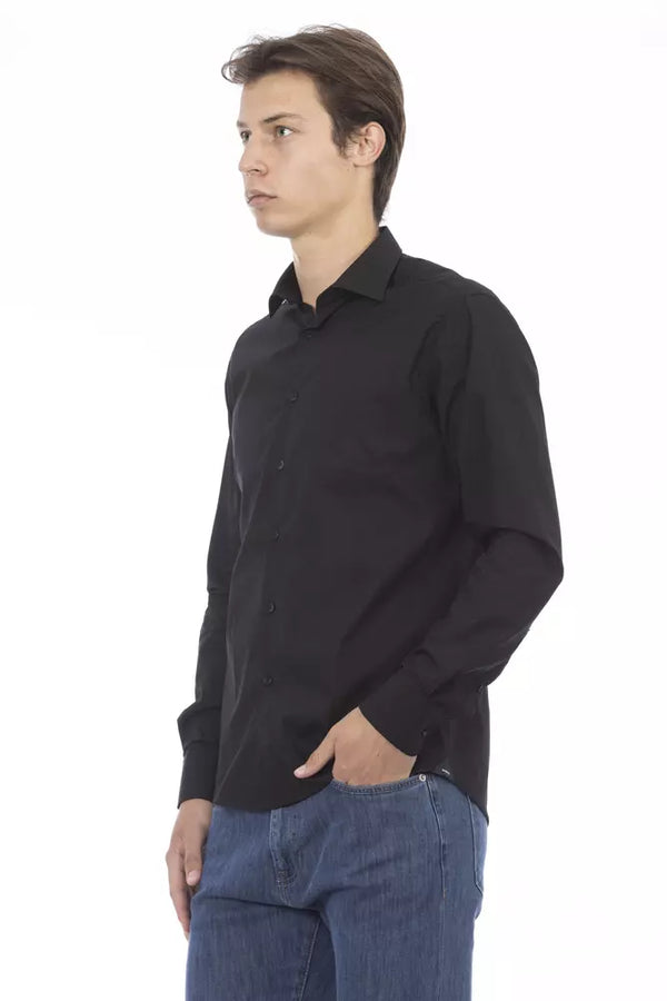 Camicia da uomo in cotone nero