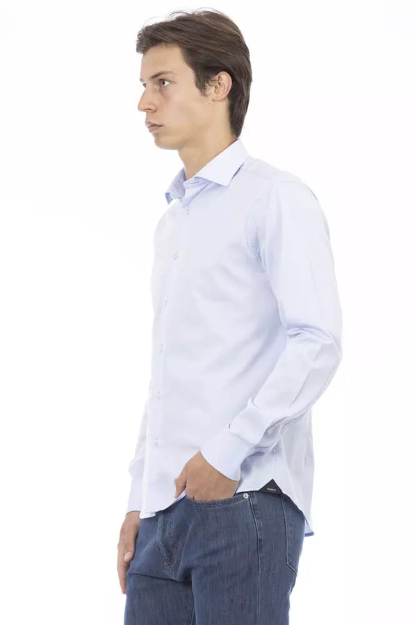 Camicia da uomo in cotone azzurro