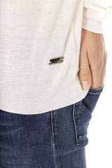 Baldinini Trend White Fabric Men Turtleneck Sweater