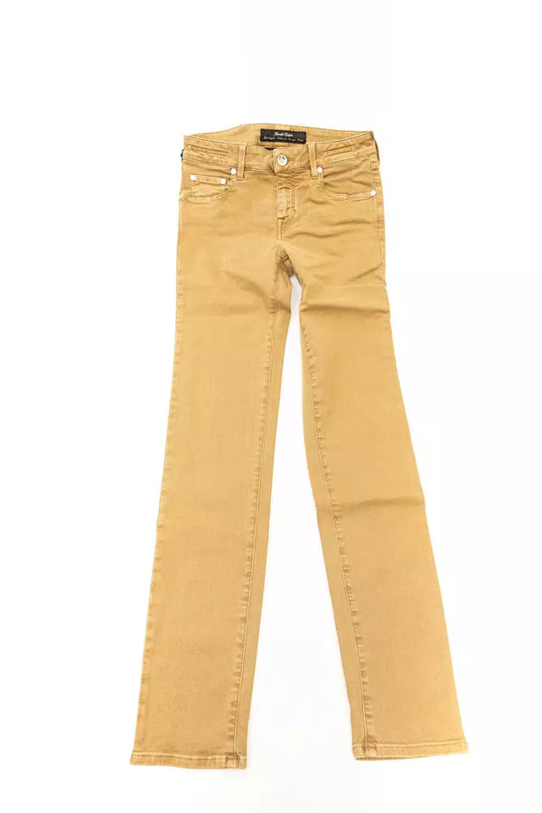 Jeans da donna in cotone beige