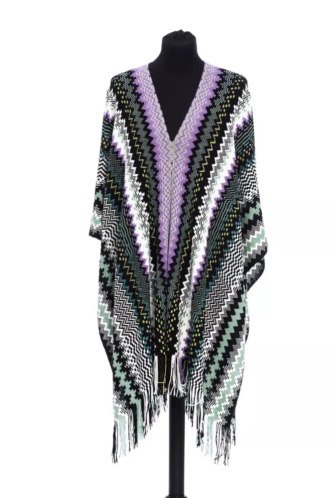 Poncho donna in lana multicolore