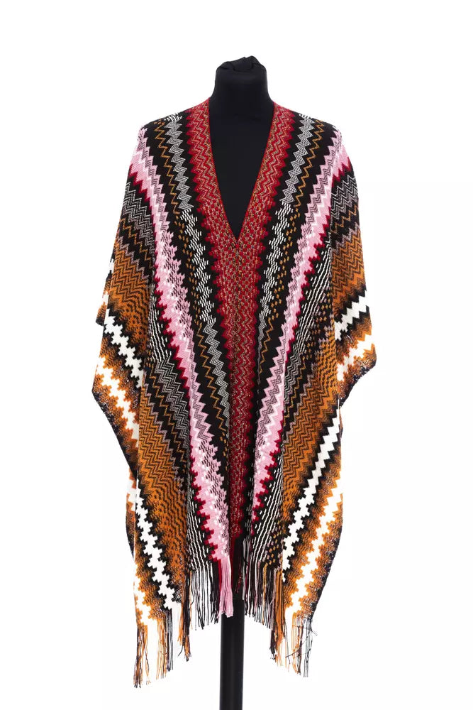 Poncho donna in lana multicolore