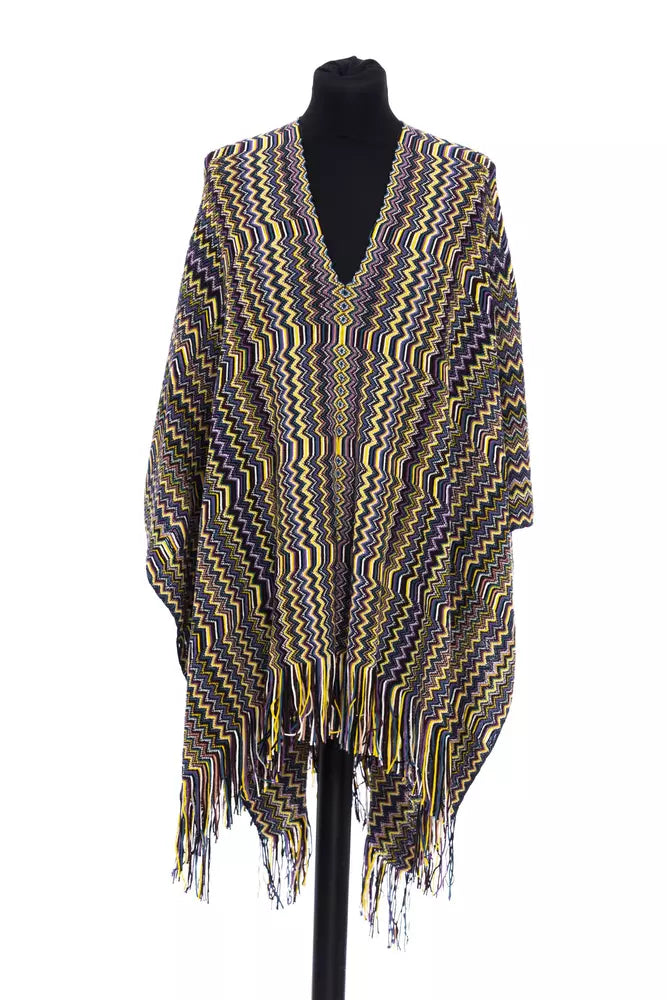 Poncho donna in lana multicolore