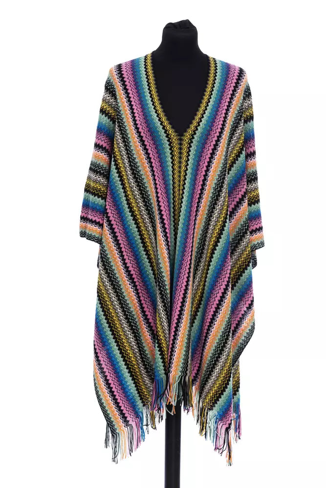 Poncho donna in lana multicolore