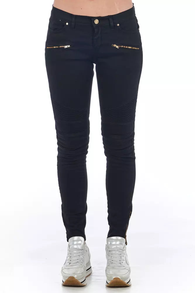 Black Cotton Women's Biker Jean