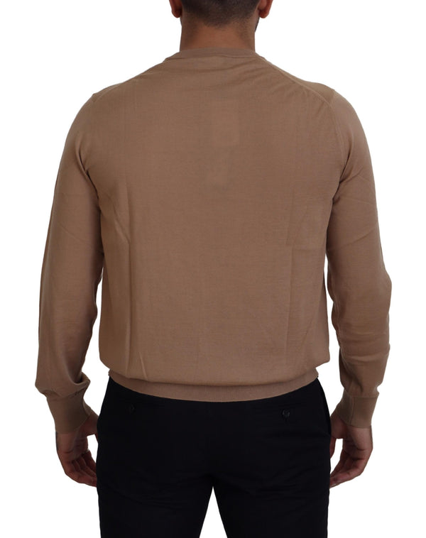 Pullover in cashmere beige a girocollo