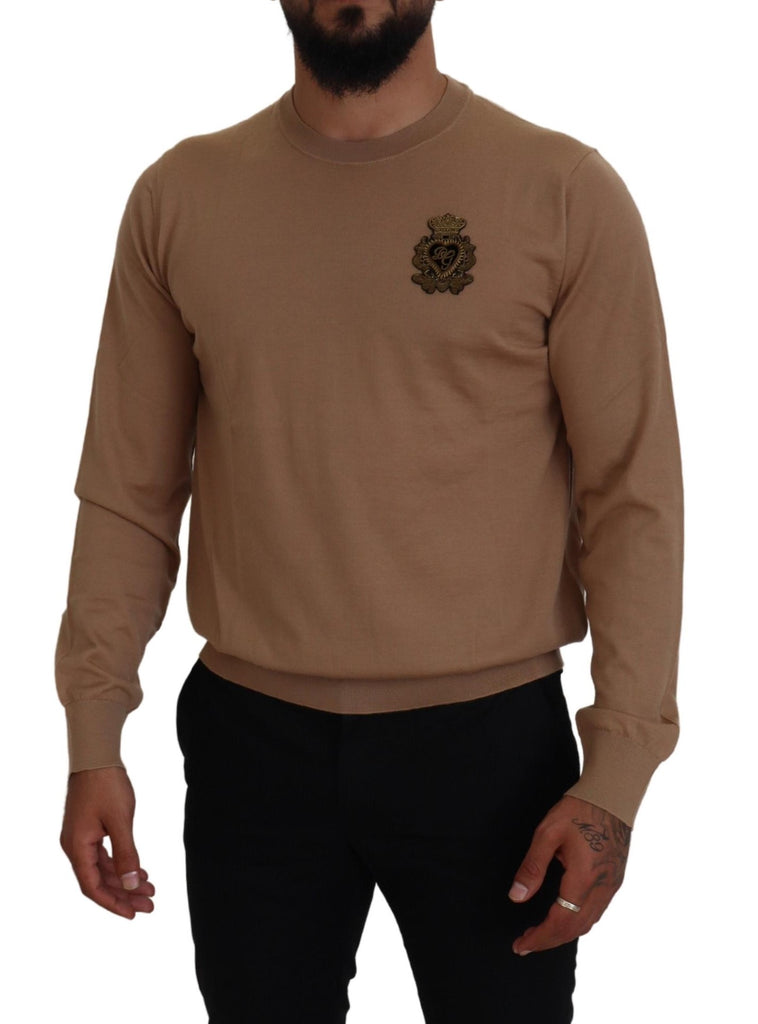 Pullover in cashmere beige a girocollo