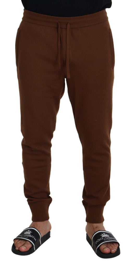 Pantaloni jogger eleganti in cashmere marrone