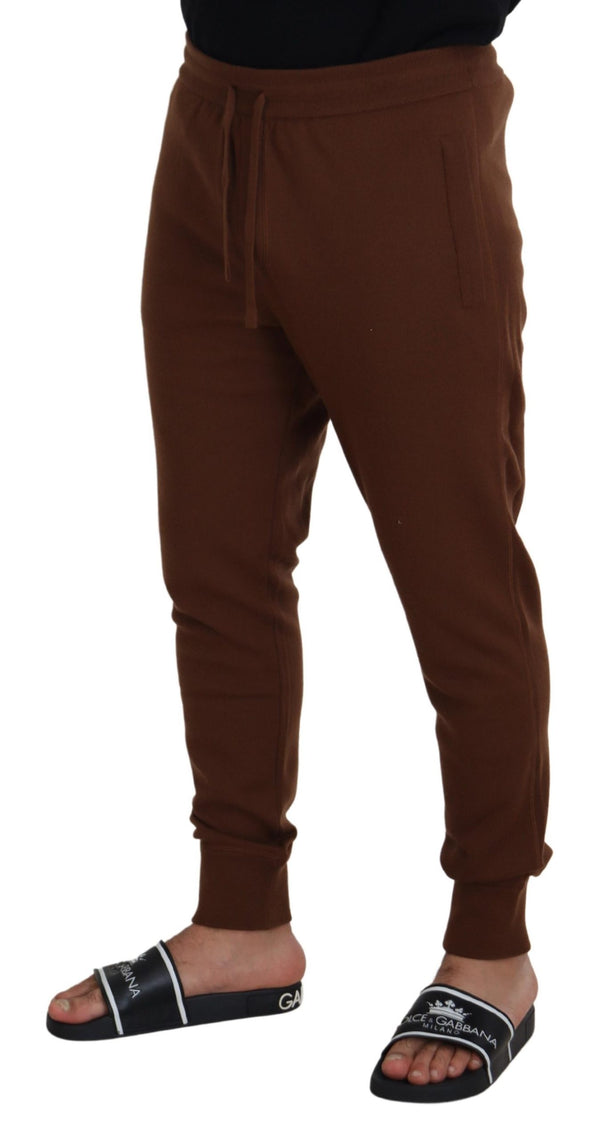 Pantaloni jogger eleganti in cashmere marrone