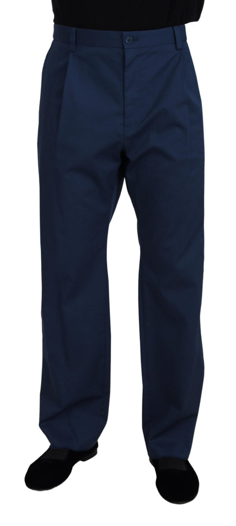 Pantaloni eleganti blu in misto cotone per uomo