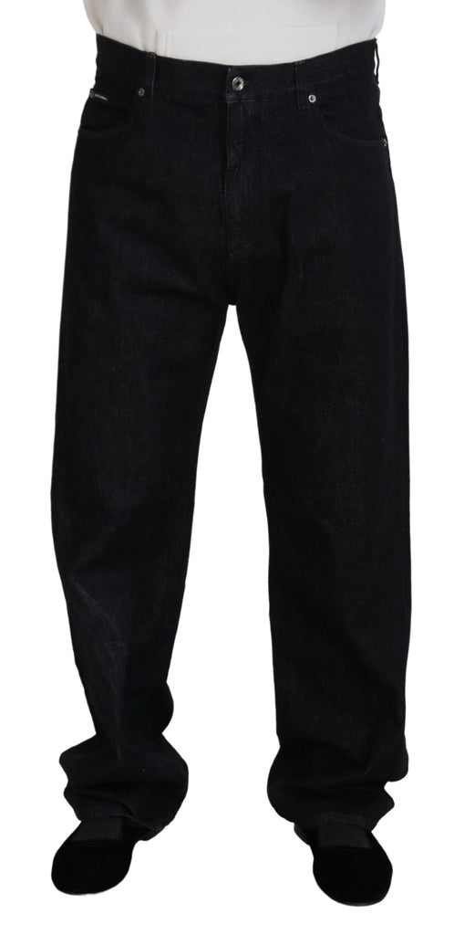 Pantaloni eleganti in denim lavato nero Cotone Luxe