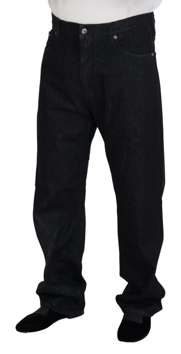 Pantaloni eleganti in denim lavato nero Cotone Luxe