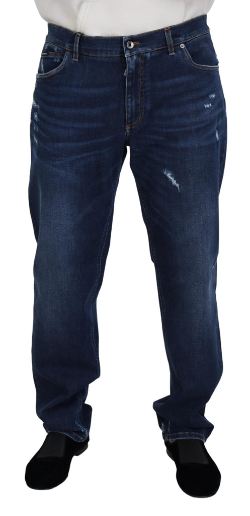 Pantaloni eleganti in denim lavato blu