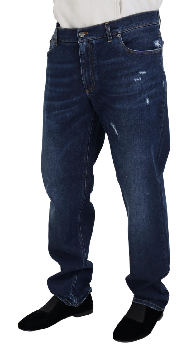 Pantaloni eleganti in denim lavato blu