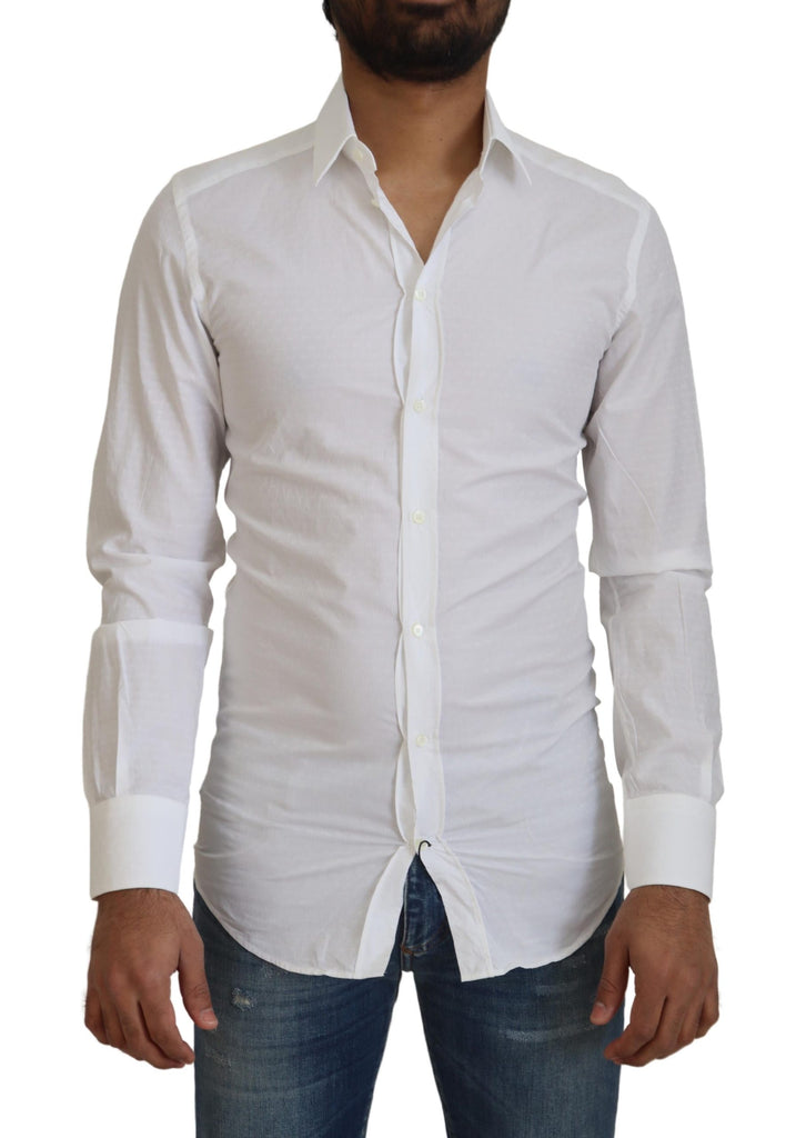 Camicia elegante in cotone bianco dal taglio slim