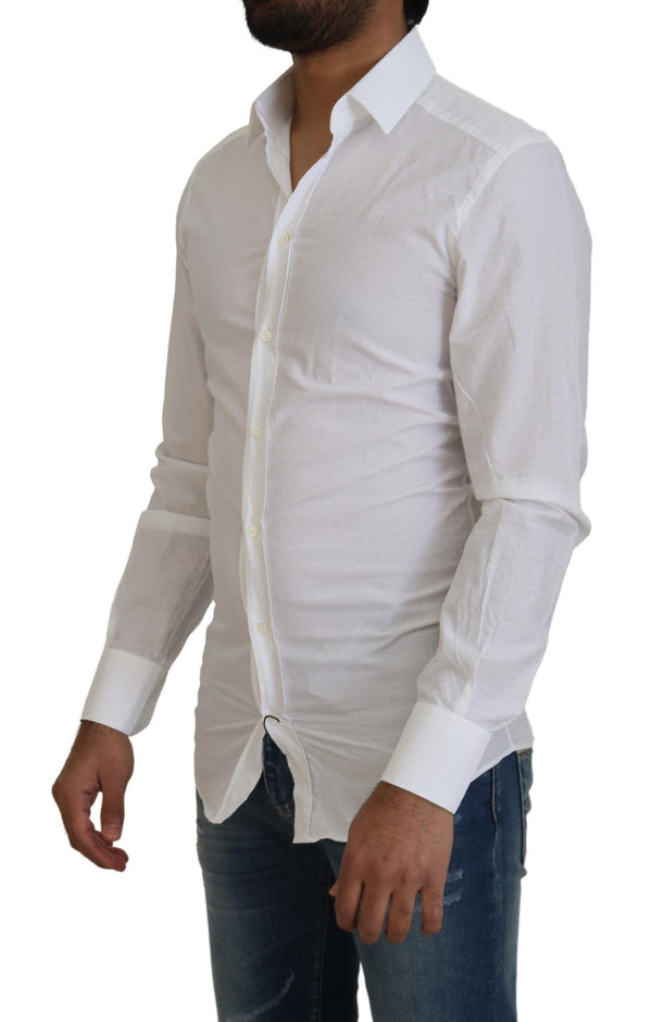 Camicia elegante in cotone bianco dal taglio slim