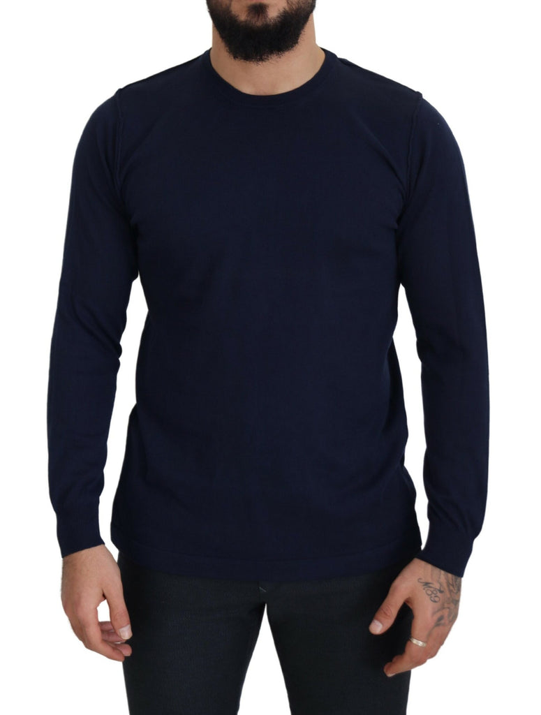 Autentico pullover blu a girocollo