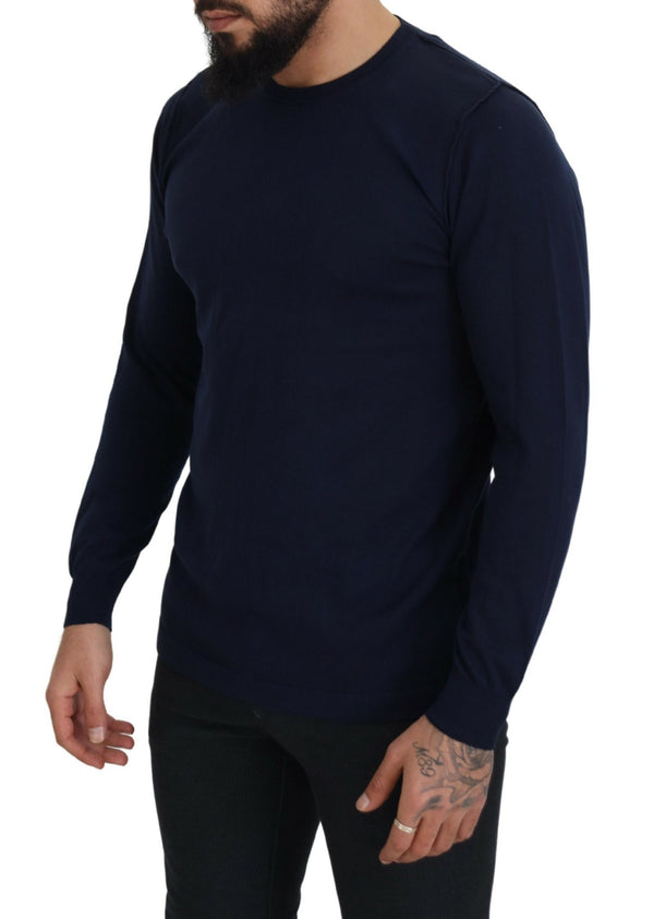 Autentico pullover blu a girocollo