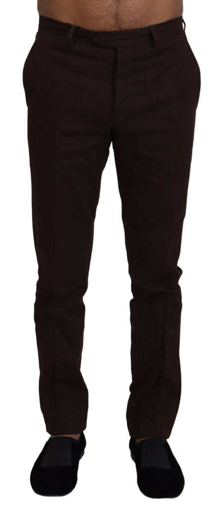 Pantaloni eleganti in misto cotone marrone