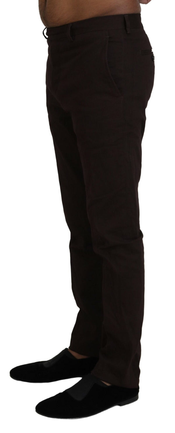 Pantaloni eleganti in misto cotone marrone