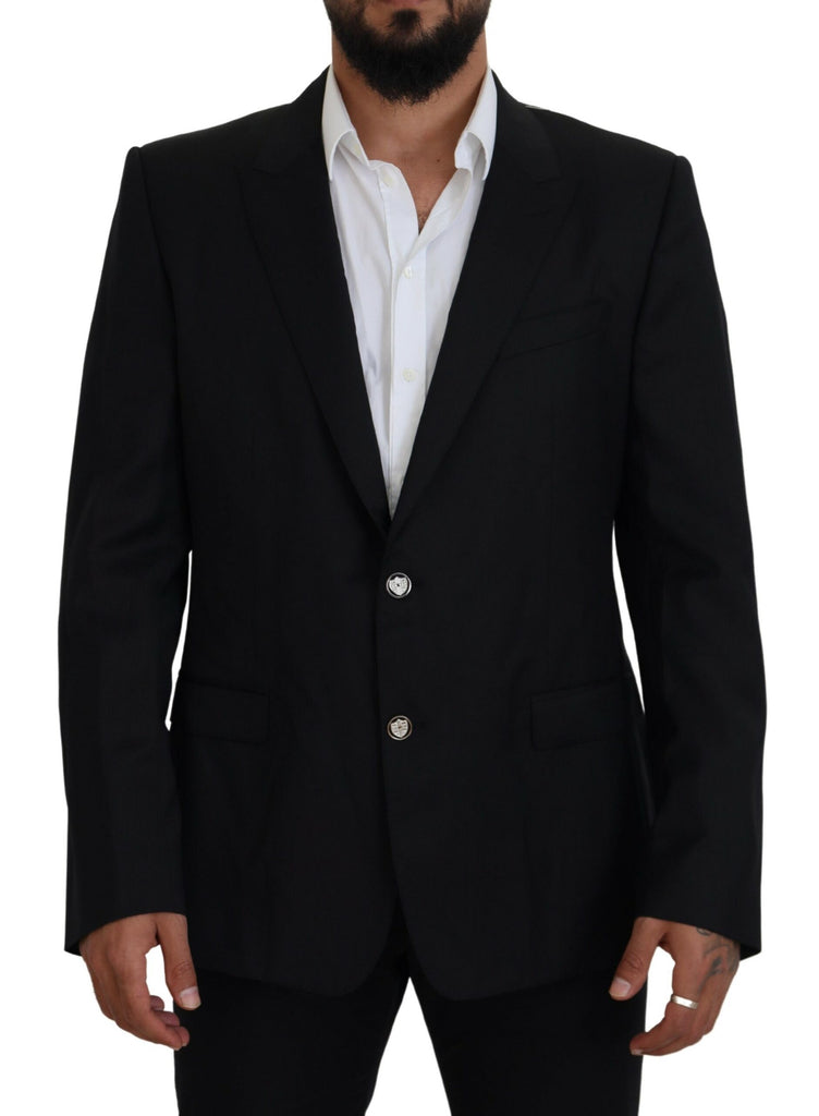 Elegant Black Martini Wool Blazer