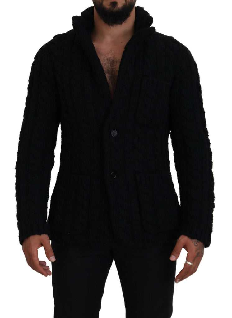 Cardigan elegante nero in misto lana e cashmere