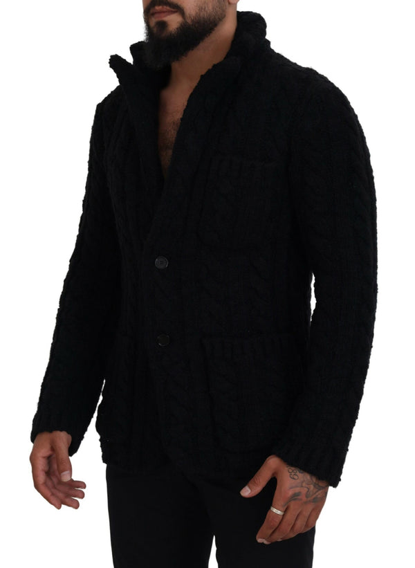 Cardigan elegante nero in misto lana e cashmere