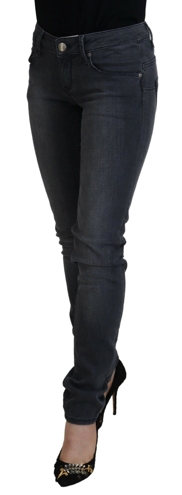 Chic Gray Low Waist Skinny Jeans