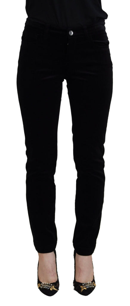 Chic Black Mid Waist Skinny Jeans