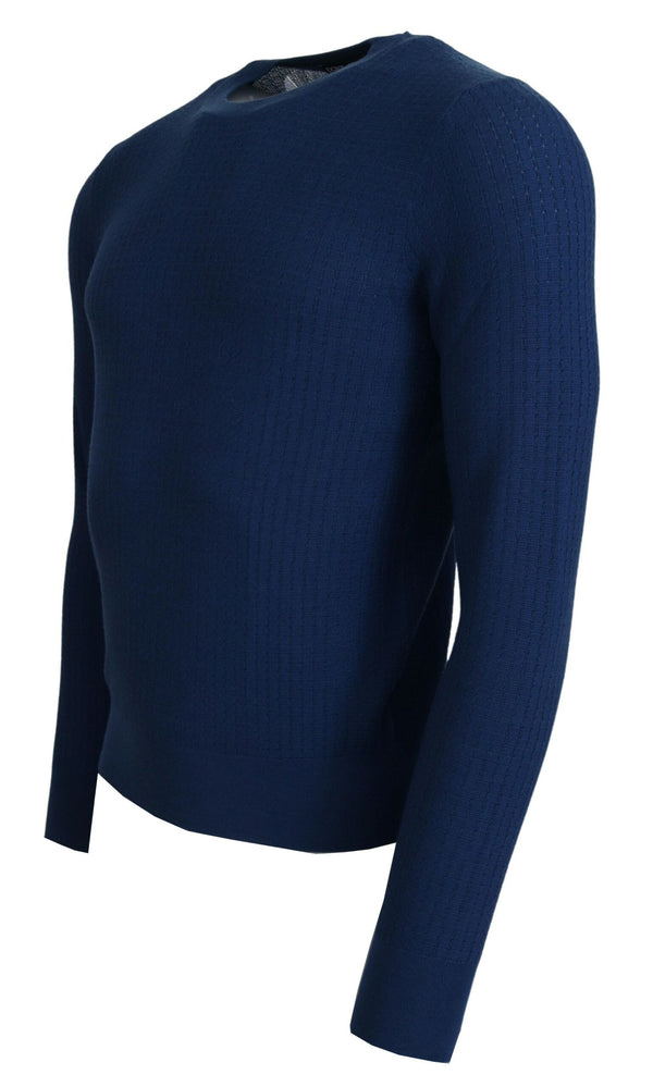 Pullover da uomo elegante in cashmere e seta blu