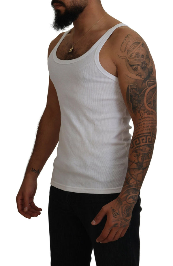 Elegant White Sleeveless Tank T-Shirt