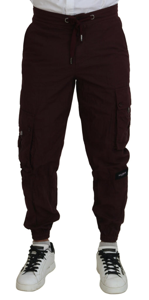 Pantaloni jogger eleganti in cotone bordeaux