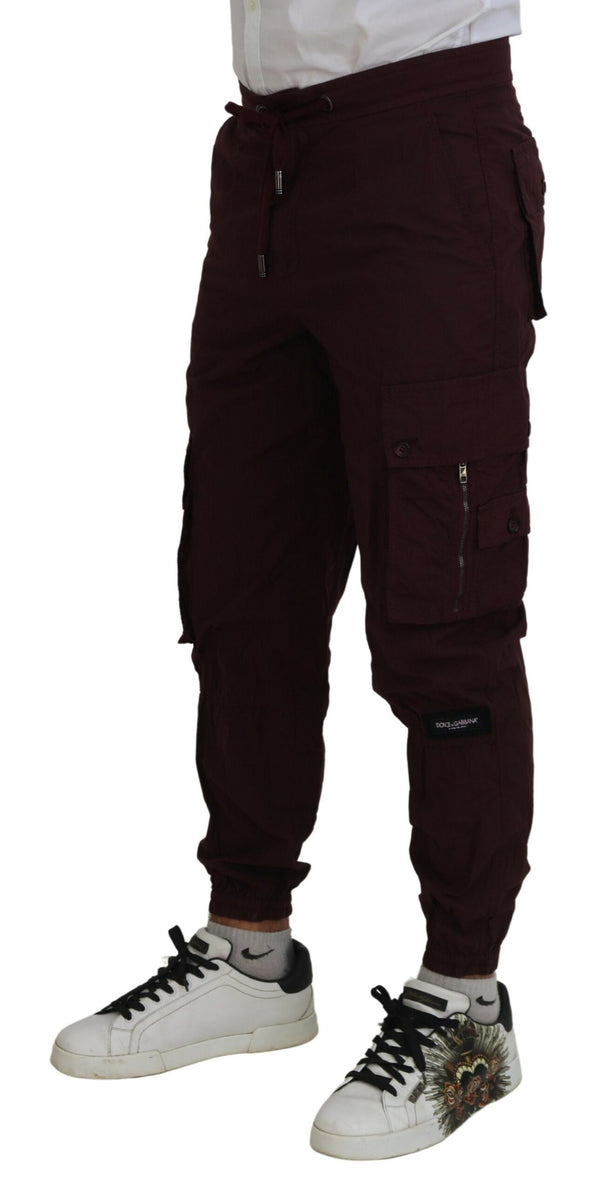 Pantaloni jogger eleganti in cotone bordeaux