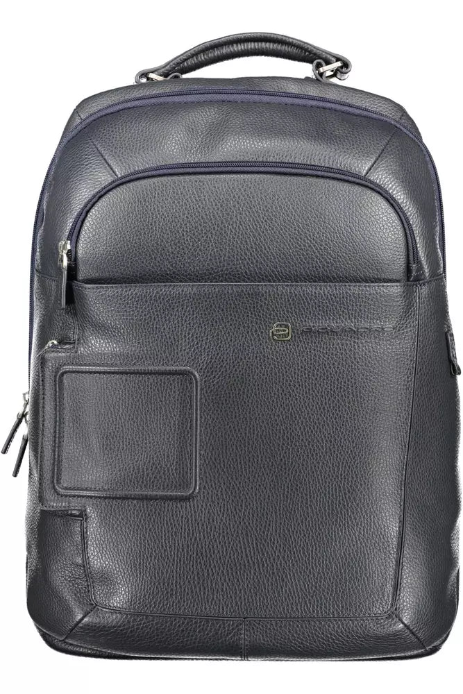 Blue Leather Men Backpack