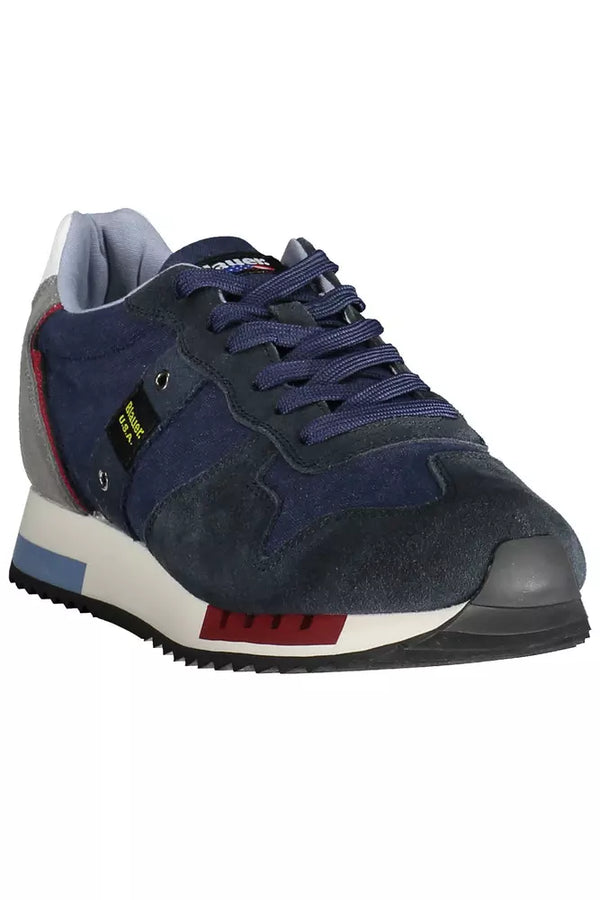 Sneaker uomo in pelle blu