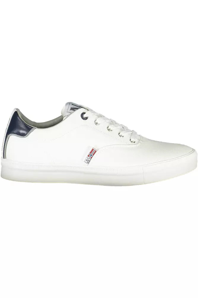 Sneaker uomo in poliestere bianco