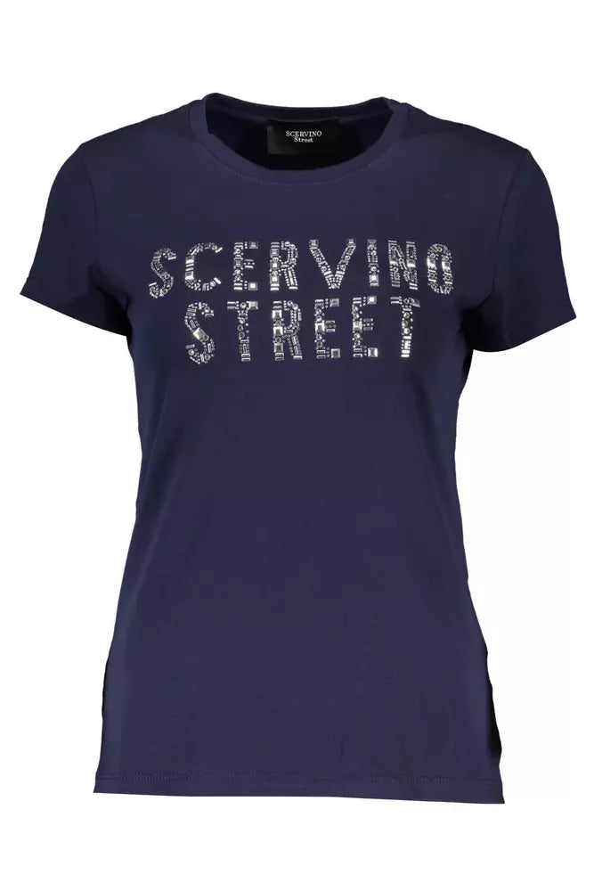 Blue Cotton Women T-Shirt