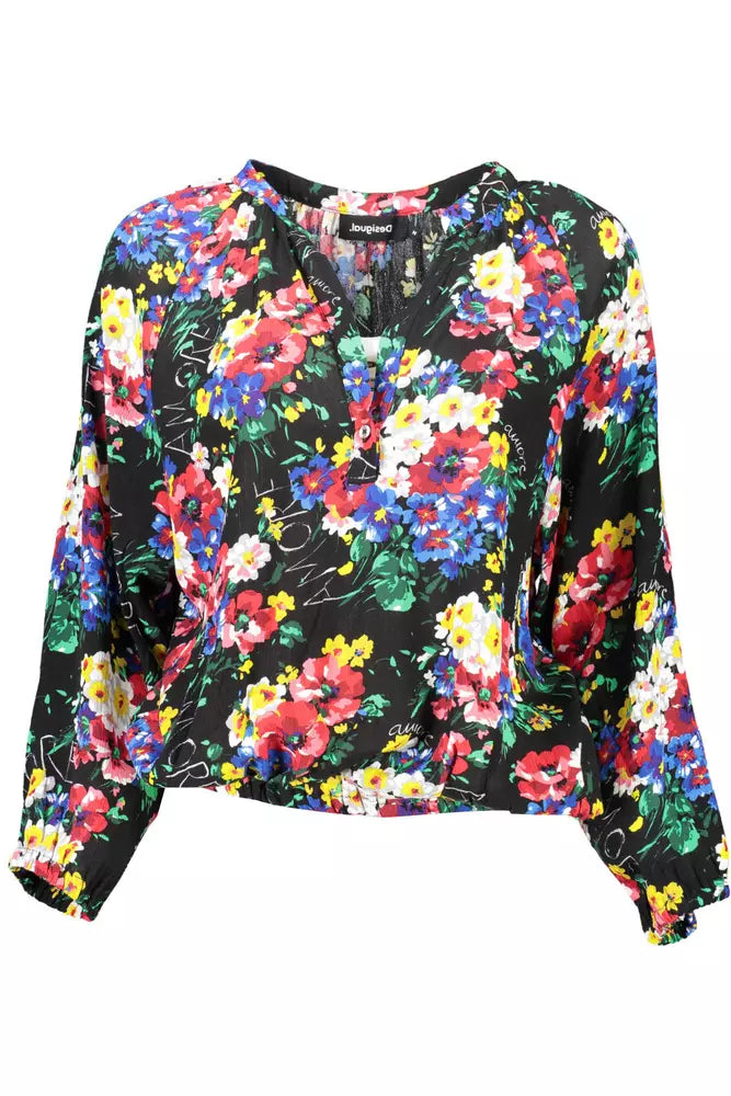 Vibrant V-Neck Buttoned Top with Elastic Waist