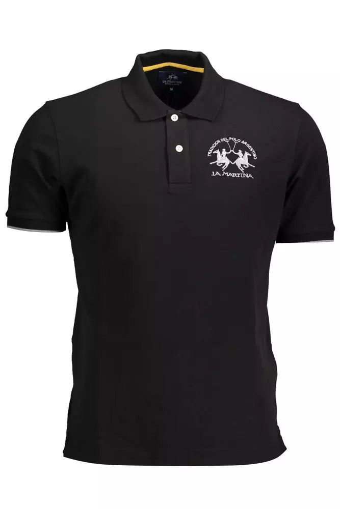 Black Cotton Men Polo Shirt