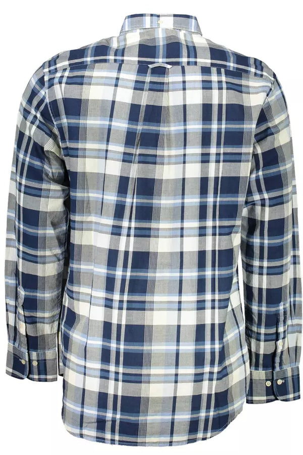 Elegant Blue Cotton Long Sleeve Shirt