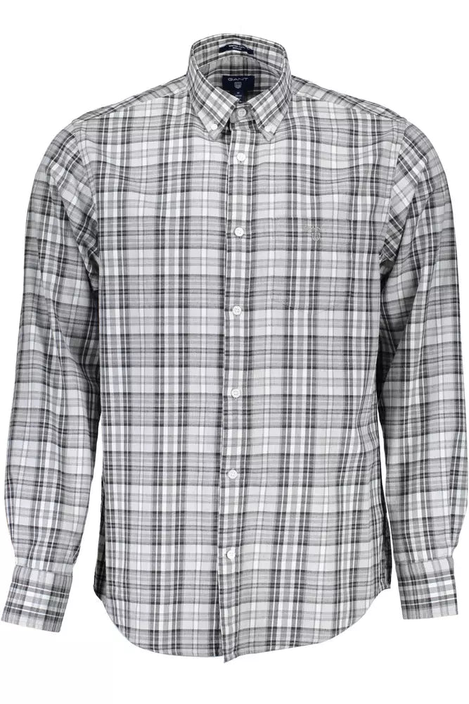 Camicia da uomo in cotone grigio