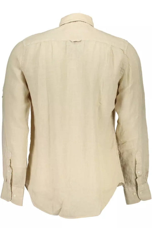 Beige Linen Men Shirt